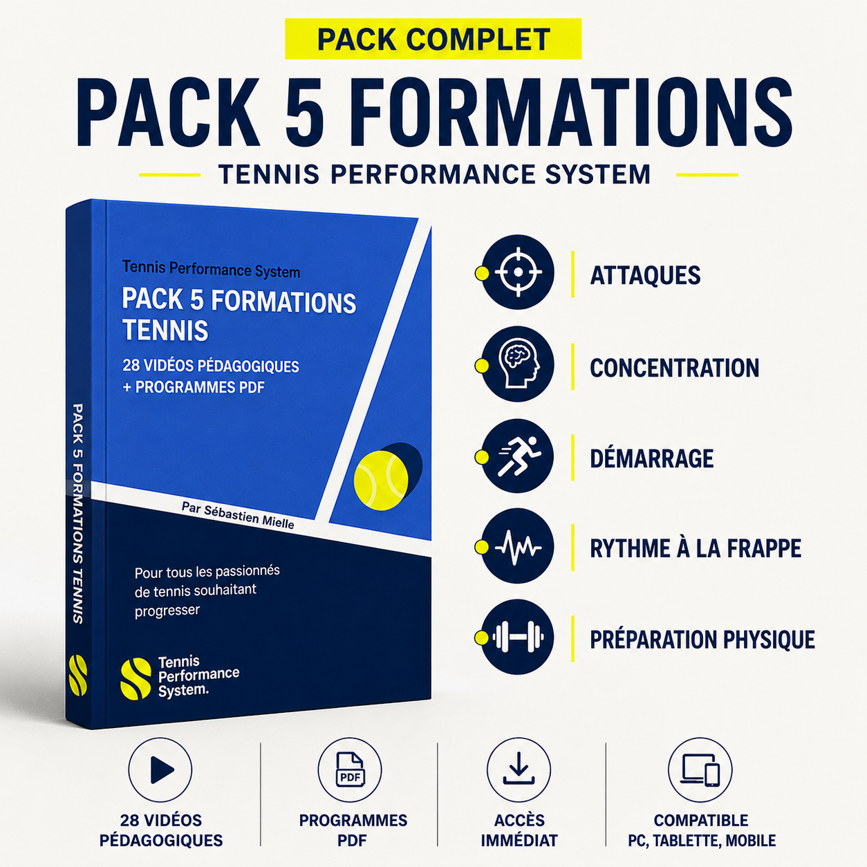 Pack 5 formations - 28 vidéos pédagogiques + Programmes PDF